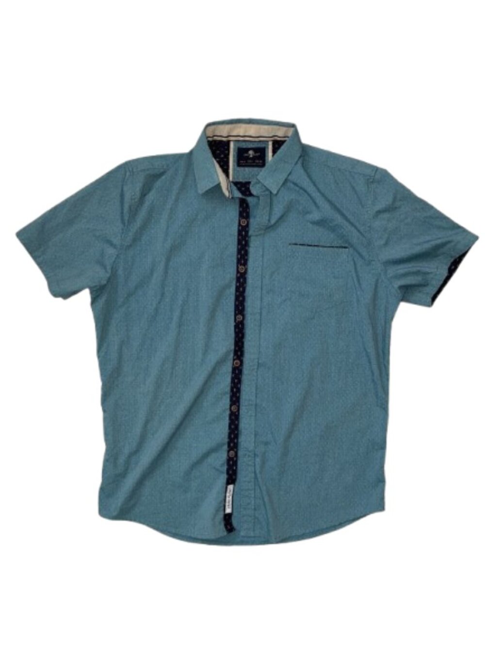 Craft Flow Blue Dot Casual Button-Down short sleeve double dot Shirt
